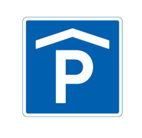 Parkering indendørs, 50 x 50 cm, 1-sidet, færdselstavle