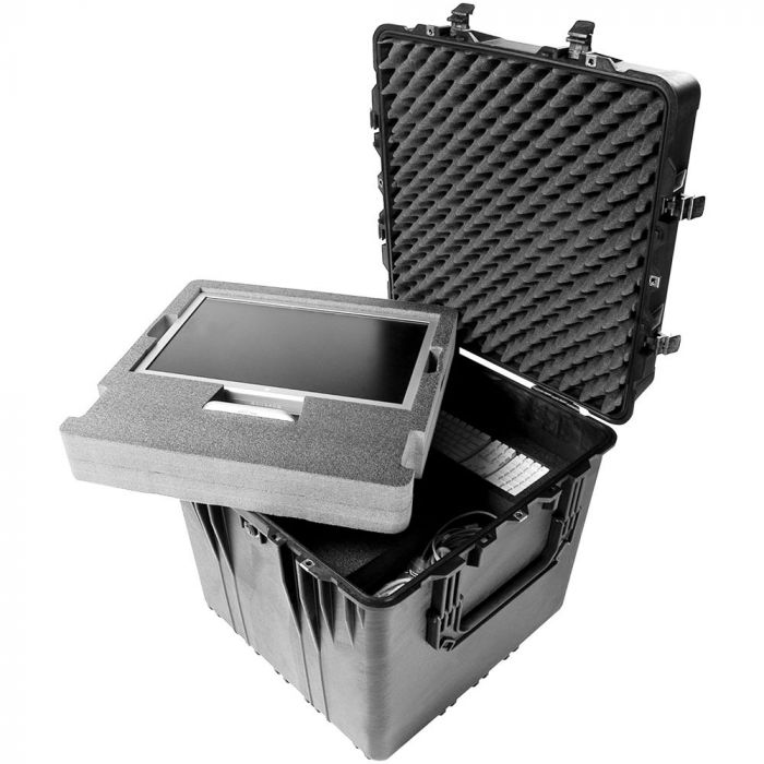 PELI&trade; Professionel vand-, luft- og støvtæt case i slagfast plast. PELI&trade; 0370 Cube Case, med plukskum
