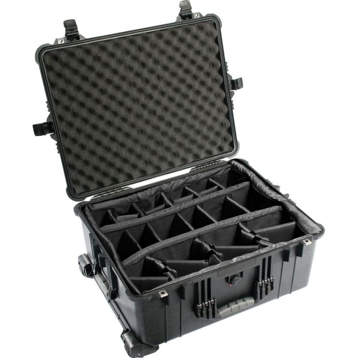 PELI 1610 med velcro skillerum - ekstremt robust vandtæt case til beskyttesle af udstyr
