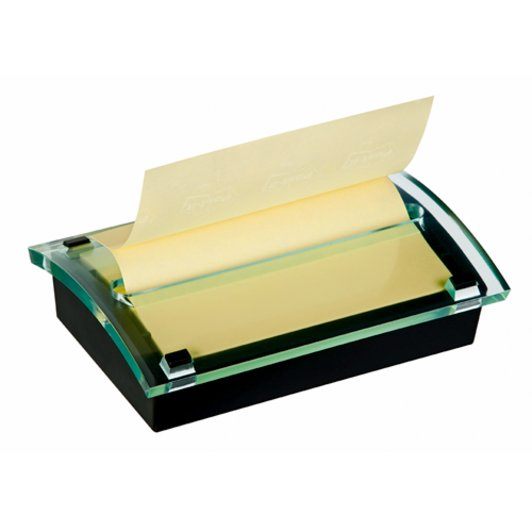 Post-it Fleksibel Millenium Z-Notes dispenser Sort dispenser inkl. 1 blok R330 Z-Notes i Canary Yellow