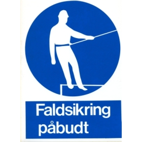 Faldsikring påbudt, påbudsskilte, hård plast 297 x 210 mm