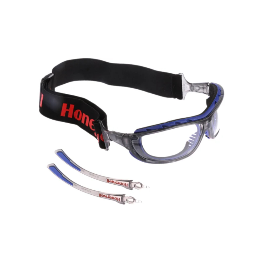 Sikkerhedsbrille SP1000 med udskiftelige brillestænger og hovedbånd polycarbonat linse vægt 70 gram