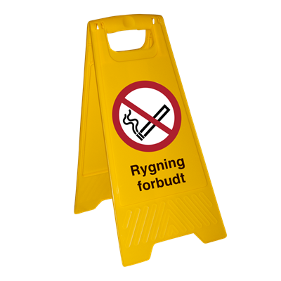Rygning forbudt advarselsskilt - Fritstående skilt, 600 x 300 mm plast