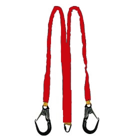 2/1,3 m forskudt elastisk Y-lanyard, O-ring og 2 galv karabinhager
