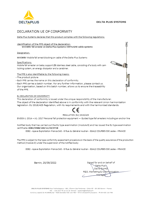 Vertiligne_WVCMBV_Déclaration de conformité_Declar | Viden om